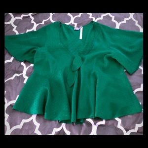 ASOS Green Flutter Sleeve Blouse